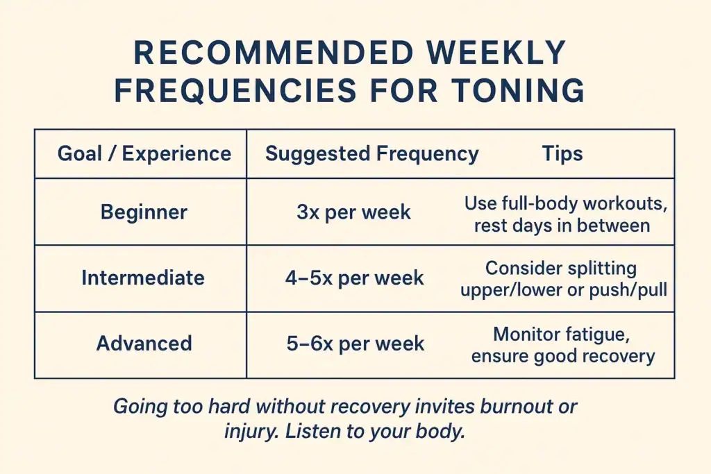 Achieving the Perfect Tone: How Often Should You Exercise for Results? 2 Graphic to show how often you should do exercise to help with toning West Drayton